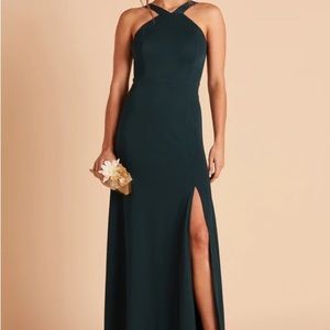 Birdie Grey Gene Emerald Green Crepe bridesmaid Halter Dress